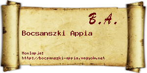 Bocsanszki Appia névjegykártya